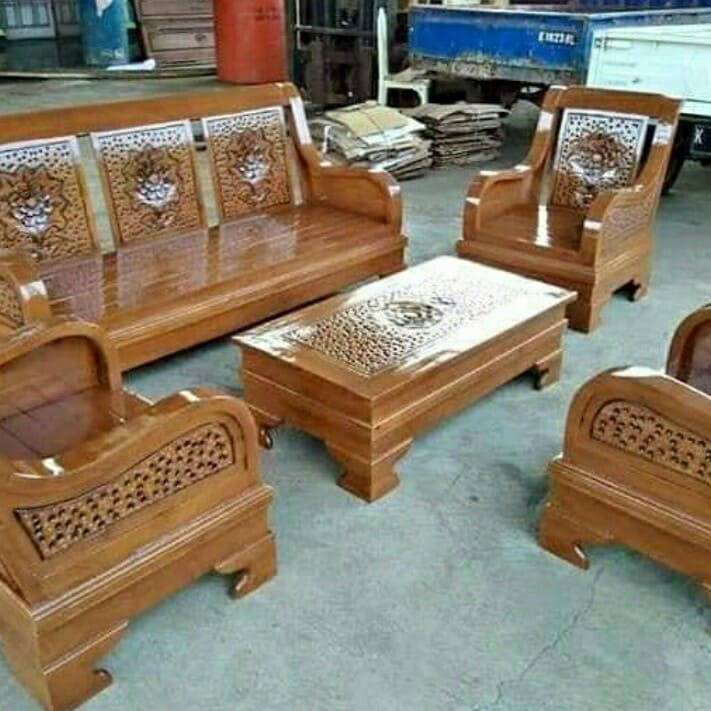 Kursi tamu minimalis ukir semut kayu jati 3111 dudukan asli Jepara
